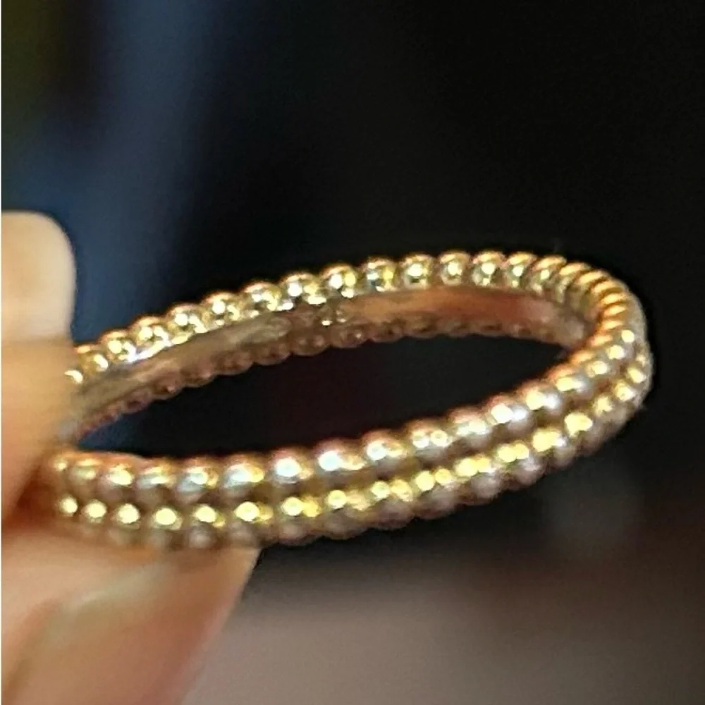 Gold Beaded Stackable Ring - Women Jewelry - Picture 4 of 8